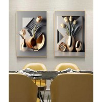 Gold Frame 60*90 Cm Crystall Painting Gold Vase Decoration For Living Room And Kitchen